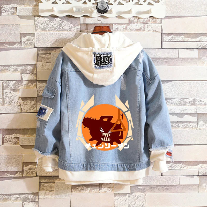 Chainsaw Man: Denim Jacket Pochita Hooded Jackets Hip Hop Hoodie Costumes Fashion Casual Tops Unisex Coat