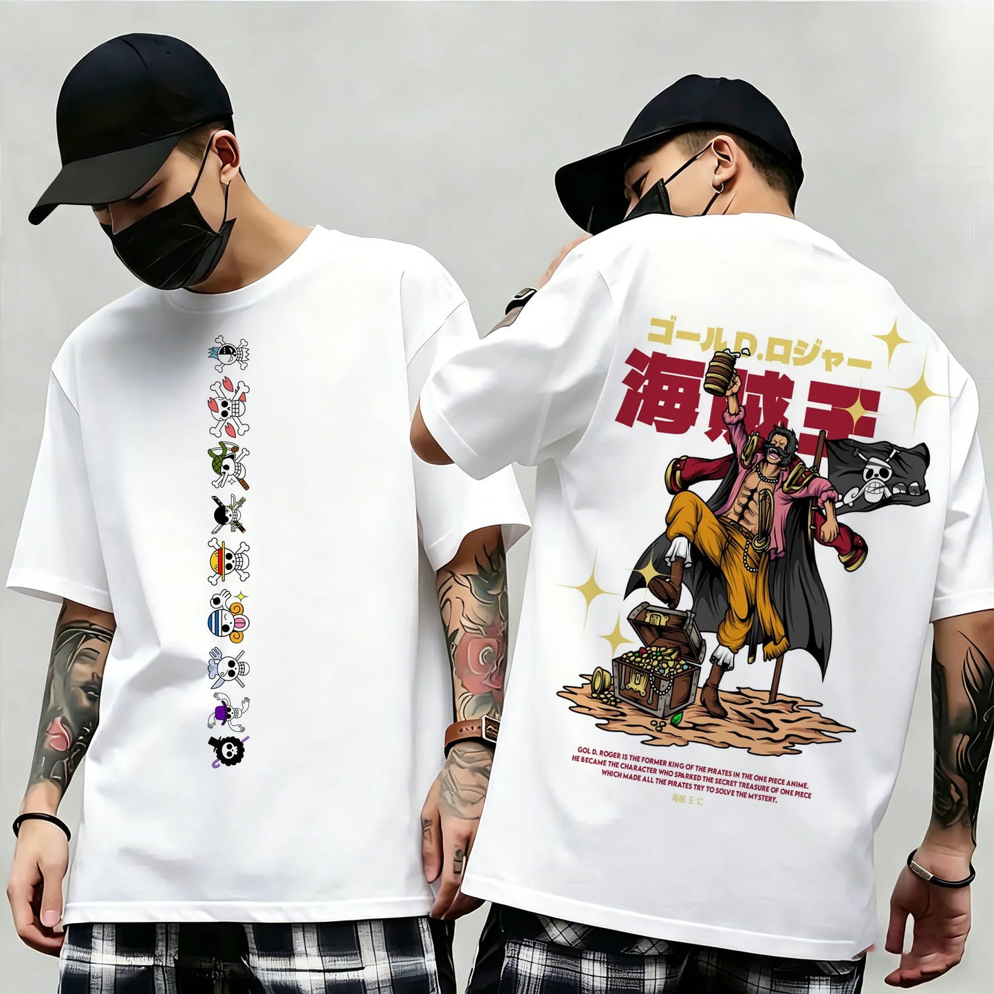 One Piece: Summer New Arrival: Pattern T-shirt, unisex, anime print, casual short-sleeved, fashionable streetwear top, Y2K style.