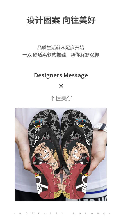 One Piece: Slides Luffy Cartoon Flip Flops Slippers - Non-Slip Outdoor Summer Sandals Unisex for Adults Cartoon eva slippers