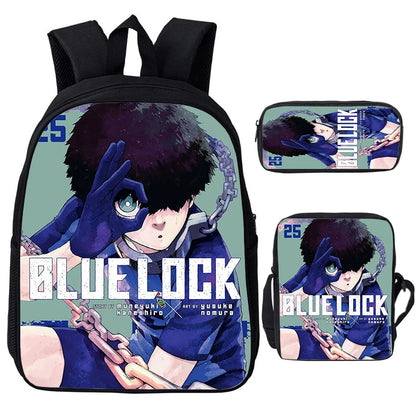 Blue Lock: Isagi Yoichi Backpack Shoulder Bag Pencil Case 3Pcs Set Waterproof Boys Girls Students School Bags Child Bookbag