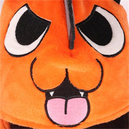 Chainsaw Man: DAZCOS  Pochita Peripheral Hat Denji Cosplay Soft Headgear Anime Orange Kigurumi Hat with Pochita Face Legs and Tail