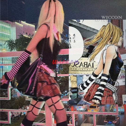 Death Note:Misa Cosplay  Misa Amane Cosplay Costume Daily Sexy Dress Subculture Necklace y2k jirai kei GothLoli Uniform Wig
