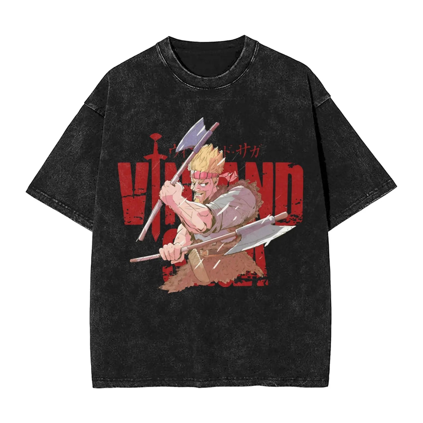 Vinland Saga: T Shirt Hip Hop Washed 100% Cotton Oversize T-Shirts  Streetwear Summer Tee Shirt
