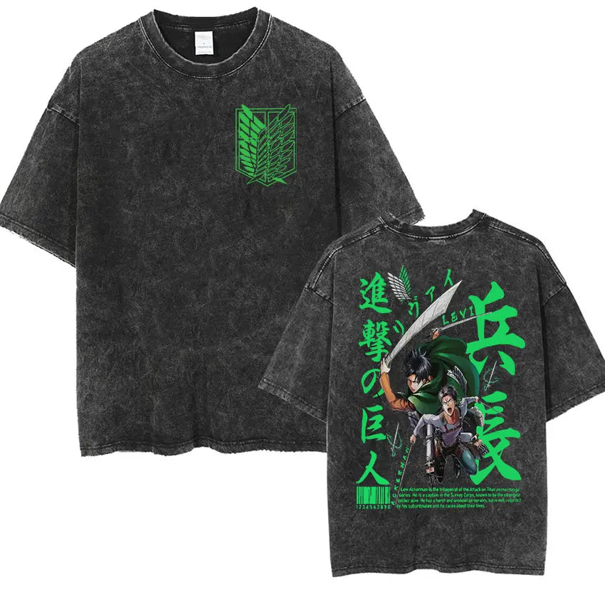 Attack on Titan: Men Women Cartoon Manga Merch Tshirt Men's Oversized T Shirts Washed Vintage Anime Attack on Titan Reiner Braun Graphic T-shirts