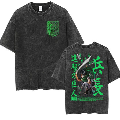 Attack on Titan: Men Women Cartoon Manga Merch Tshirt Men's Oversized T Shirts Washed Vintage Anime Attack on Titan Reiner Braun Graphic T-shirts
