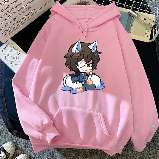 Bungo Stray Dogs: Osamu DAZAI Hoodie Anime Print Manga Kawaii Graphics Hooiharajuku