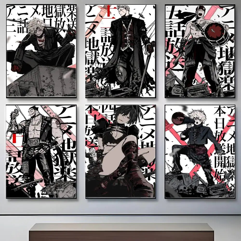 Hell's Paradise: Classic anime  Poster  Self-adhesive Art Waterproof Paper Sticker Coffee House Bar Room Wall Decor