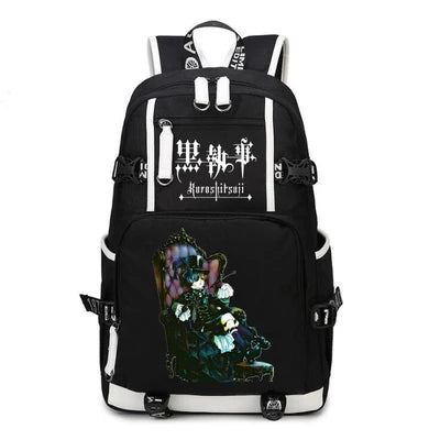 Black Butler: USB Backpack Book Bag Casual Travel Computer Men Women Girl Boys Cosplay Bag Schoolbag Laptop Bags