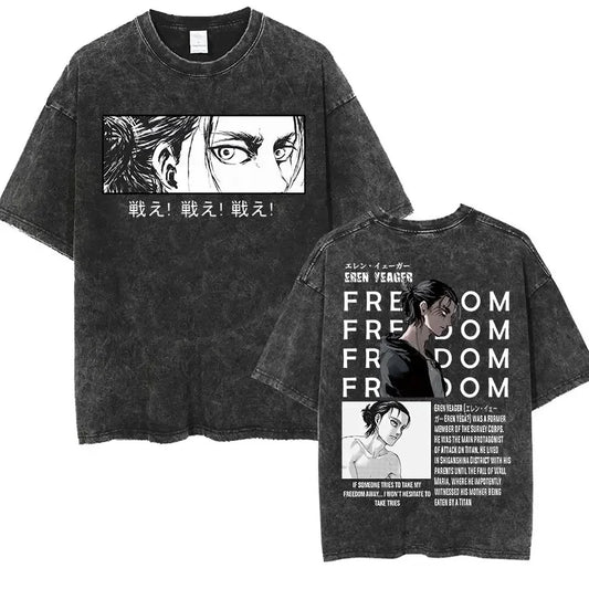 Attack on Titan: Men Women Cartoon Manga Merch Tshirt Men's Oversized T Shirts Washed Vintage Anime Attack on Titan Reiner Braun Graphic T-shirts