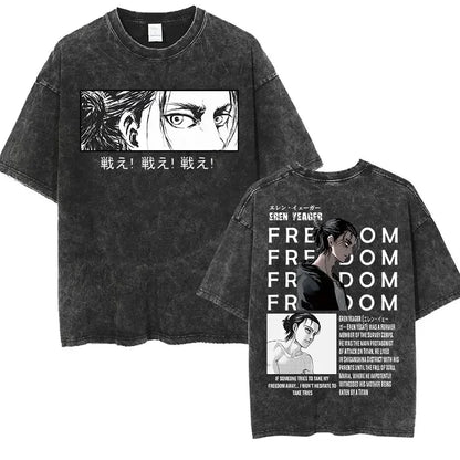 Attack on Titan: Men Women Cartoon Manga Merch Tshirt Men's Oversized T Shirts Washed Vintage Anime Attack on Titan Reiner Braun Graphic T-shirts
