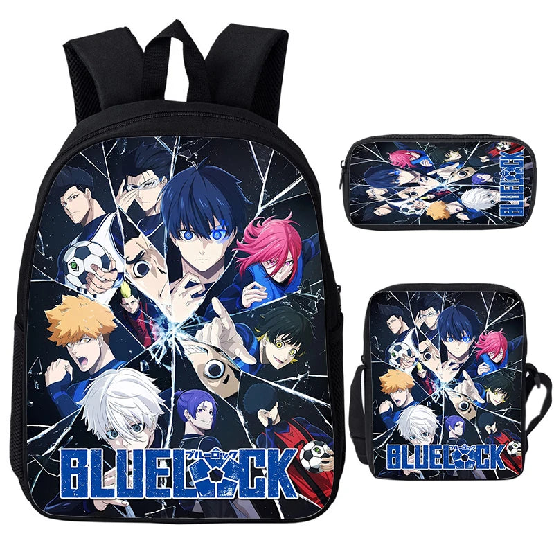 Blue Lock: Isagi Yoichi Backpack Shoulder Bag Pencil Case 3Pcs Set Waterproof Boys Girls Students School Bags Child Bookbag
