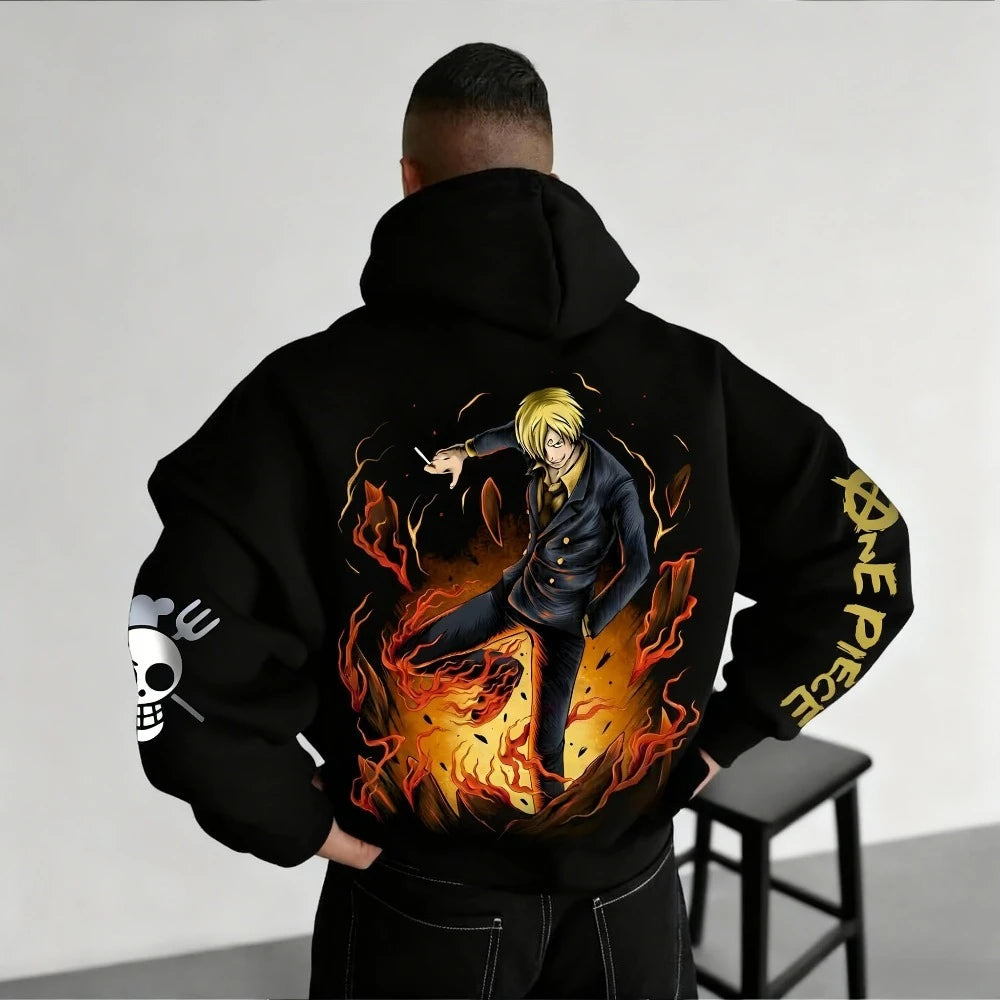 One Piece: Hoodie Sweatshirt Vinsmoke Sanji Japan Anime Spring Autumn and Winter Boys Long-sleeved Parent-child Outfit