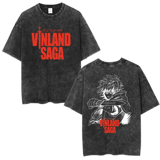 Vinland Saga: T-shirt Manga Thorfinn Karlsefni Graphic Vintage Washed T Shirt Men's Women Casual Cotton Oversized T-shirts