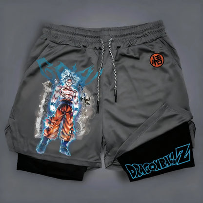 Dragon Ball:  Men's Shorts Double Layer 2-in-1 Shorts Vegeta Japan Anime 2026 Summer Quick-Drying Fake Two-piece Sports Shorts Y2k