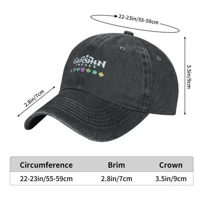 Genshin Impact : Cotton Logo Baseball Cap Sun Protection Adjustable Anime Game Dad Hat Summer