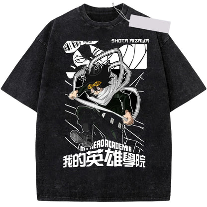 My Hero Academia: Aizawa Shouta Printed Tee Men Women Cotton Tshirts Vintage Washed T-shirt Harajuku Male Oversized T Shirt