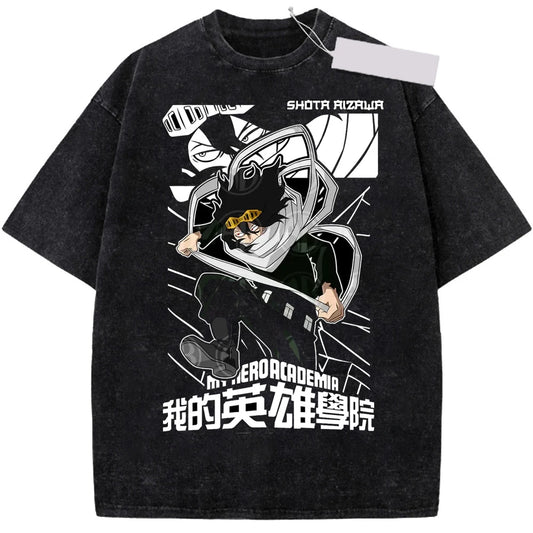 My Hero Academia: Aizawa Shouta Printed Tee Men Women Cotton Tshirts Vintage Washed T-shirt Harajuku Male Oversized T Shirt