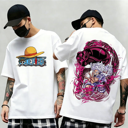 One Piece: Summer New Arrival: Pattern T-shirt, unisex, anime print, casual short-sleeved, fashionable streetwear top, Y2K style.