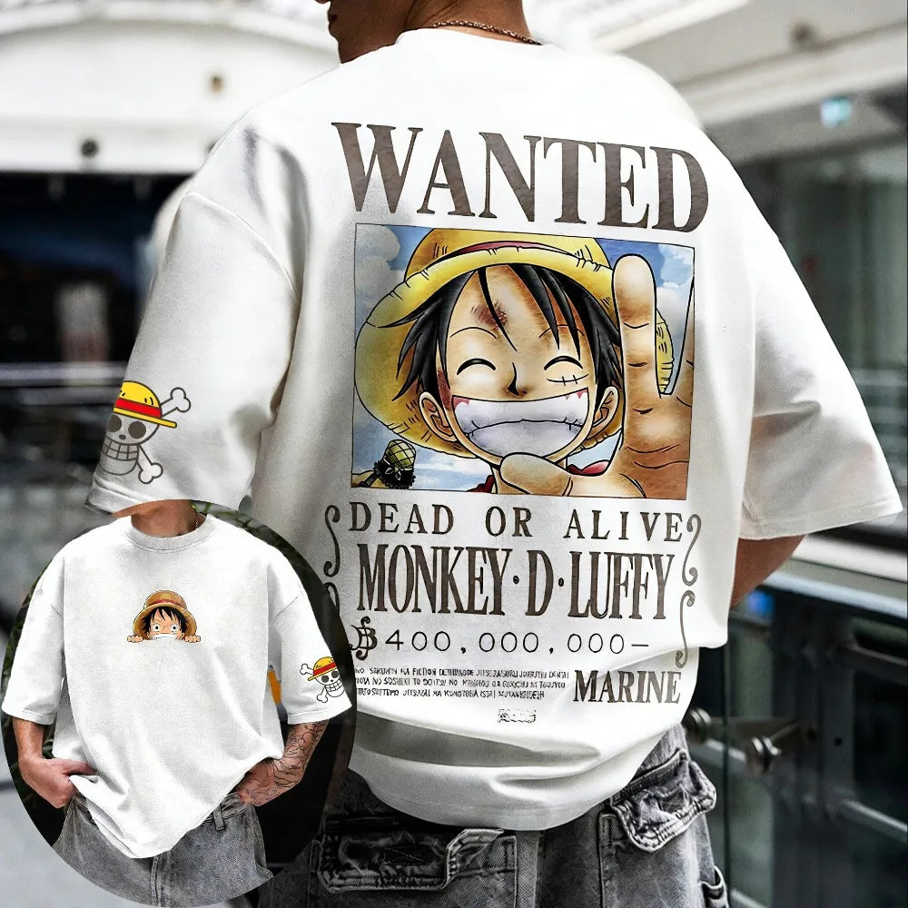 One Piece: T-shirt Men's Oversize Casual Cotton Printed Short-sleeved Unisex Children's Sports Shirt