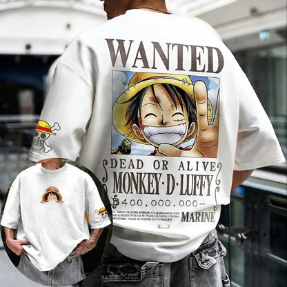 One Piece: T-shirt Men's Oversize Casual Cotton Printed Short-sleeved Unisex Children's Sports Shirt
