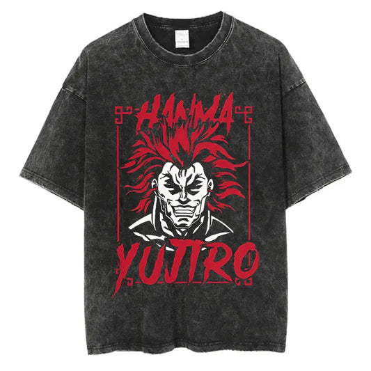 Baki Haman: Tshirts Harajuku Vintage 100% Cotton 2024 New Washed T Shirt For Men Hip Hop Streetwear Oversize T-shirt