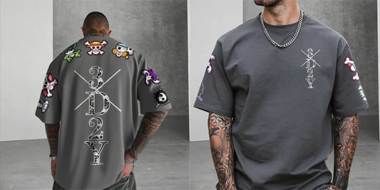 One Piece: Anime Skeleton Print Men's T-shirt Summer Short Sleeve Graphic Tee  Streetwear Hip Hop Fashion Oversized Y2k Clothes