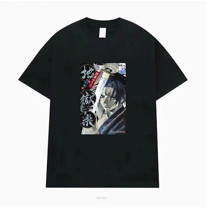 Hell's Paradise: Jigokuraku Short Sleeve T-Shirt Anime Cartoon Print Breathable Cotton Youth Fashion Summer Wear