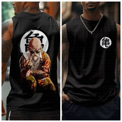 Dragon Ball: Master Roshi Anime Muscle Tank Top Men Streetwear Sleeveless Shirt Summer Graphic Print Casual Fitness Workout Vest