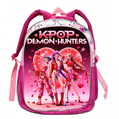 KPop Demon Hunters: School Bags Rumi Mira Zoey HUNTR/X Saja Backpacks Lightweight 12inch Pink Mochilas