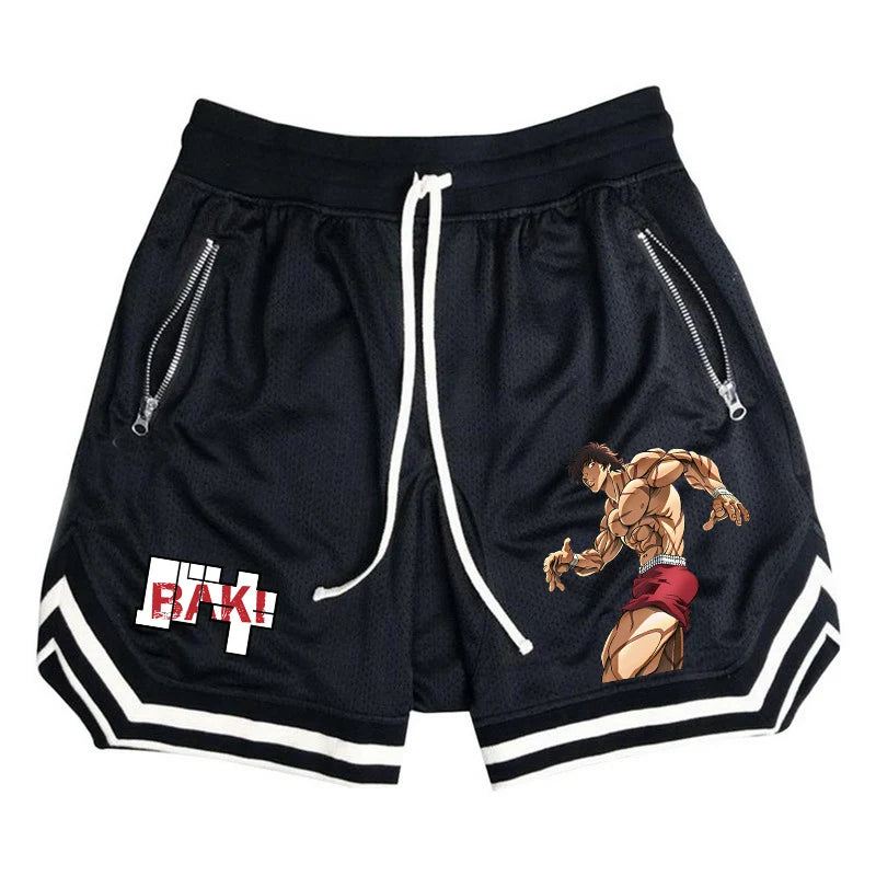 Baki Hanma: Active Athletic Shorts for  Print Breathable Quick Dry Basketball Shorts with Zippered Pockets Gym Fitness