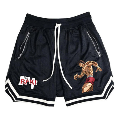 Baki Hanma: Active Athletic Shorts for  Print Breathable Quick Dry Basketball Shorts with Zippered Pockets Gym Fitness