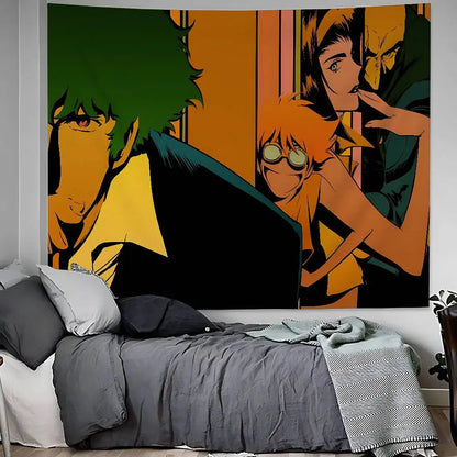 Cowboy Bebop: Anime Hanging Bohemian Tapestry Hanging Tarot Hippie Wall Rugs Dorm Home Decor