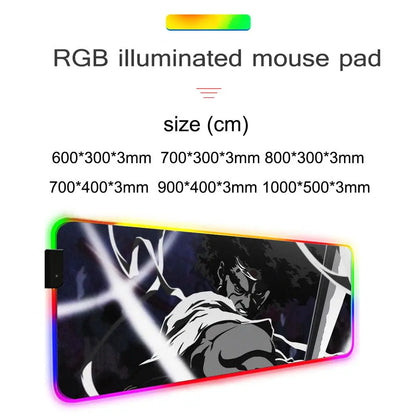Afro Samurai: Mouse Pad RGB Gaming Mousepad Big LED Pad PC Desk Mat Luminous Mouse Pad Large Keyboard Mats Table Rug With Backlit