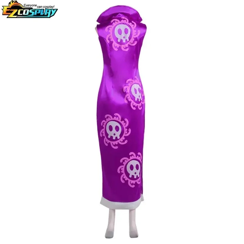 One PIece: Costume de Cosplay reine Boa Hancock, robe Kimono Anime, cape Cheongsam pour femmes, ensemble Cheongsam de carnava