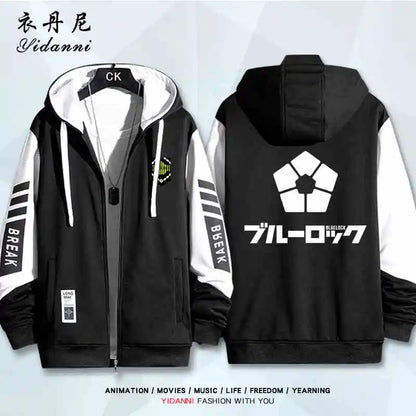 Blue Lock:  Mikage Reo Isagi Yoichi Nagi Seishiro Cosplay Jacket Zipper Hoodie Women Men Fashion Hooded Coat Couple Tops Gift