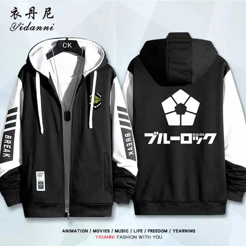 Blue Lock:  Mikage Reo Isagi Yoichi Nagi Seishiro Cosplay Jacket Zipper Hoodie Women Men Fashion Hooded Coat Couple Tops Gift