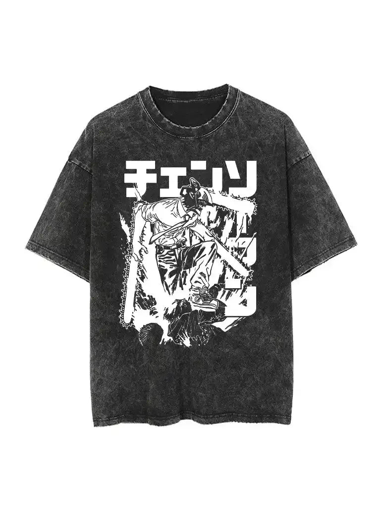 Chainsaw Man: Shark Slayer T-shirt Anime Shirt Vintage Men's T-shirt Pure Cotton Leisure Sports Harajuku Summer New 2025