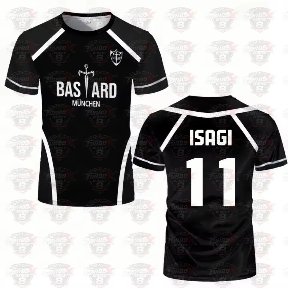 Blue Lock: Anime Shirt Black And White Maillot Men's Football T-shirt Kaiser Isagi Training Breathable Sports Men's T-shirt