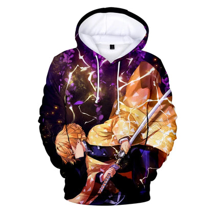 Demon Slayer: Kimetsu No Yaiba Hoodies Sweatshirts Black White Checkered Pattern Full Hoodies Casual