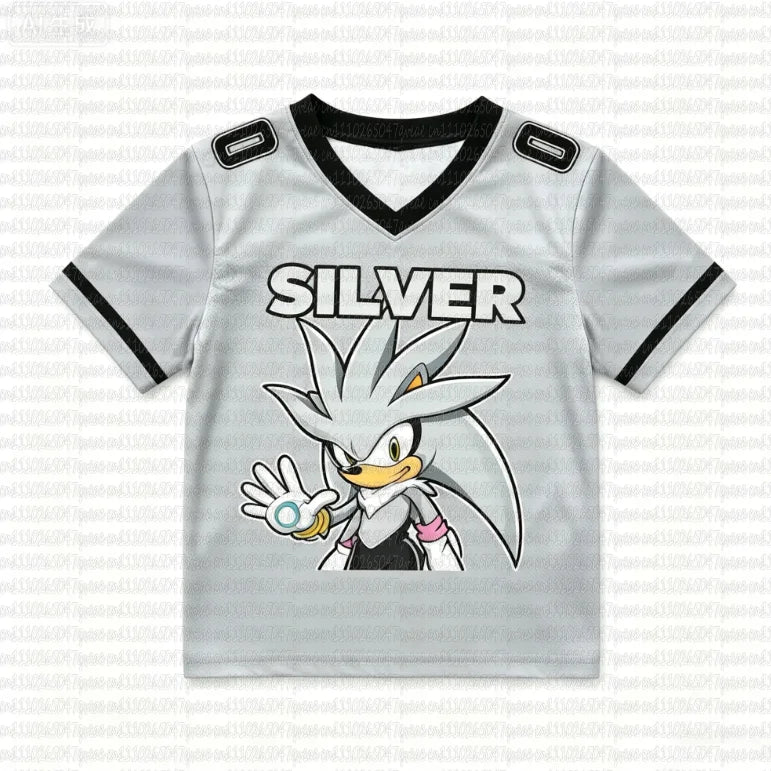 Sonic The Hedgehog: Summer Boy's Girls Casual Sports Style Sonic Print Short Sleeve V-Neck Men's Women's Casual T-shirt Tops