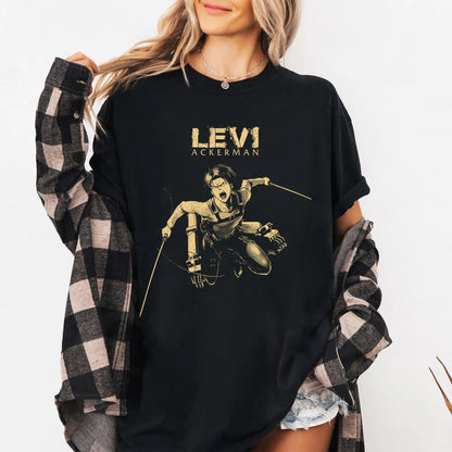 Attack on Titan: Levi Ackerman T-shirts, Attack on Titan Unisex T-shirts, Anime and Comic Print Pattern T-shirts for Fashionable Street Wear