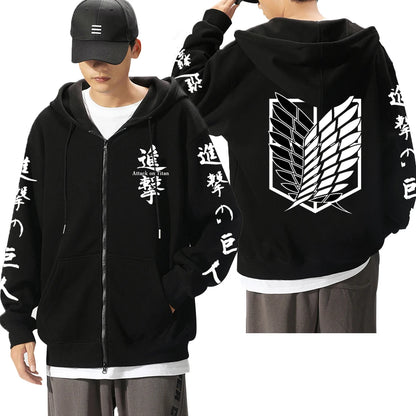 Attack On Titan: Levi Graphic Printed Hooded Plus Size Sweatshirt Harajuku Unisex Zipper Jacket