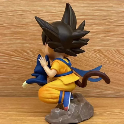 Dragon Ball: Childhood Little Goku Hugs Puer Ya Mu Tea Little Follower Figures Doll Pvc Model Statue Collection Toys Ornamen Gift