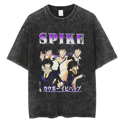 Cowboy Bebop: Graphic Printed T-shirt Men Women Classic Loose Tshirts Harajuku Male Washed Cotton Manga T Shirt