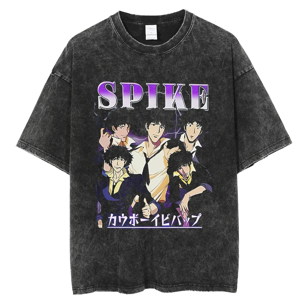 Cowboy Bebop: Graphic Printed T-shirt Men Women Classic Loose Tshirts Harajuku Male Washed Cotton Manga T Shirt