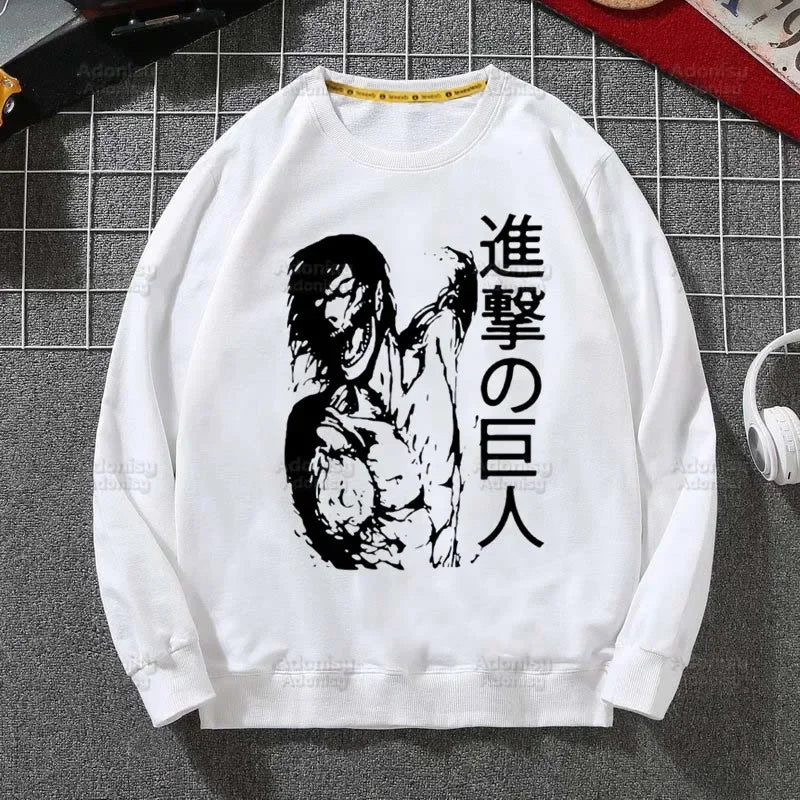 Attack on Titan Fleece Sweatshirts Harajuku Streetwear Autumn Spring Shingeki No Kyojin Anime O Neck Pullover Hoody Mens