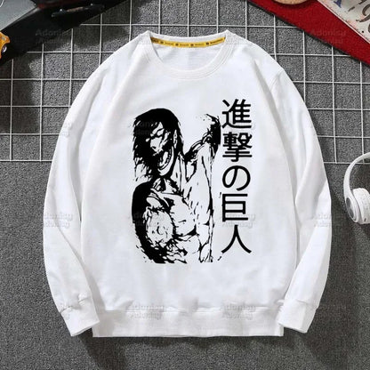 Attack on Titan Fleece Sweatshirts Harajuku Streetwear Autumn Spring Shingeki No Kyojin Anime O Neck Pullover Hoody Mens