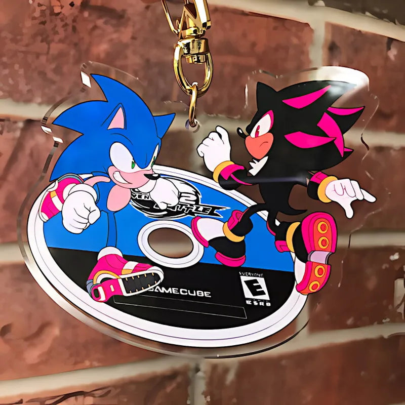 Sonic the Hedgehog : Sonic*Shadow CD-shaped star keychain acrylic pendant, exclusive pendant gift for friends, couples and CP