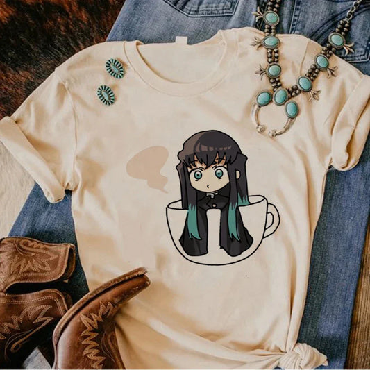 Demon Slayer: Muichiro Tokito t shirt manga summer anime tshirt girl comic anime clothing