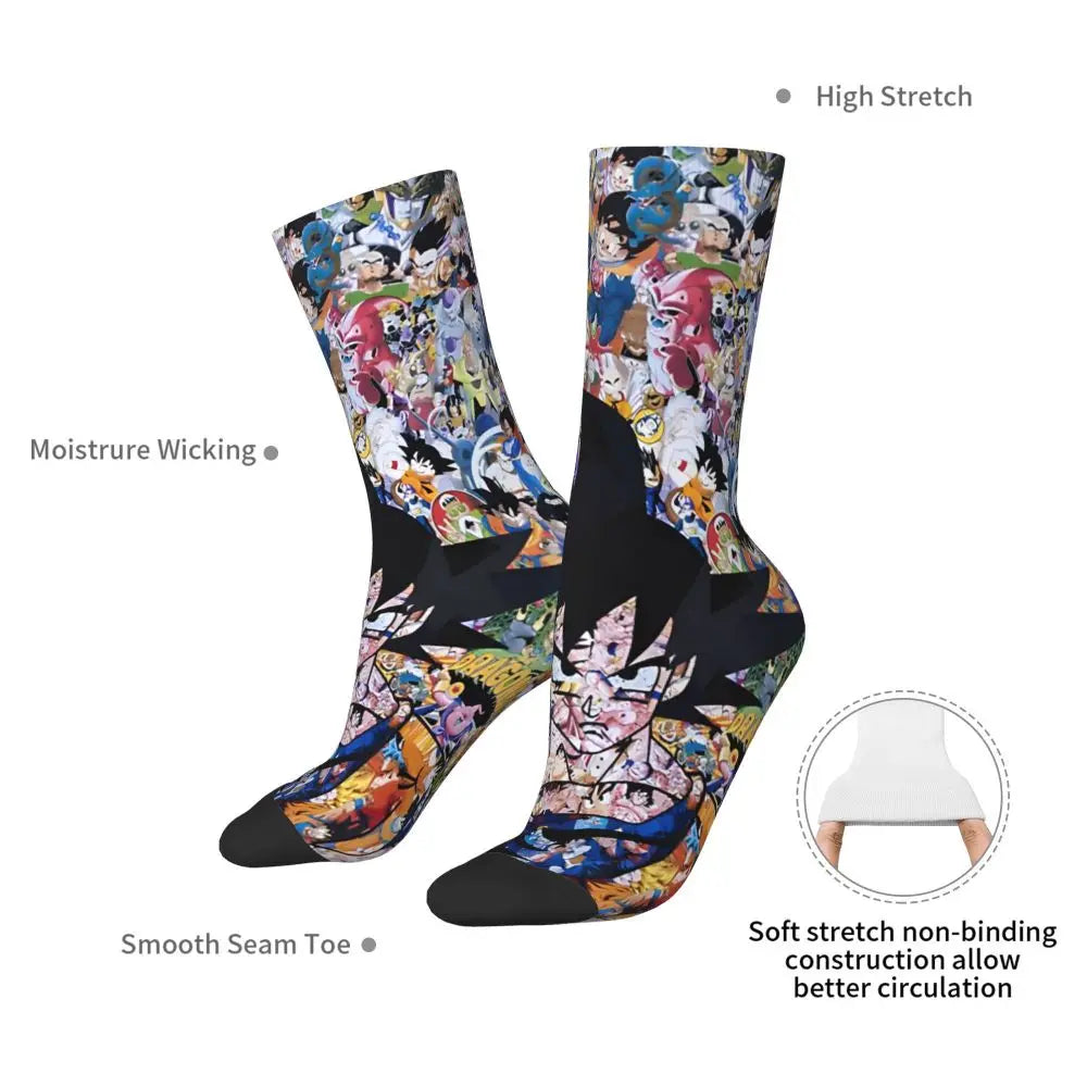 Dragon Ball: Collage Goku Socks Printed Men's Stockings Polyester